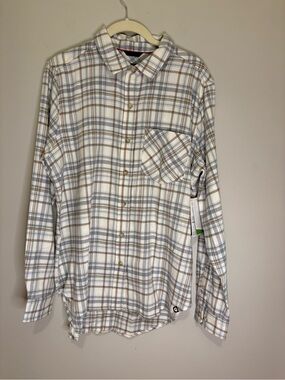 NWT Marmot Maggie Flannel Shirt in White, Gray & Tan Size Large